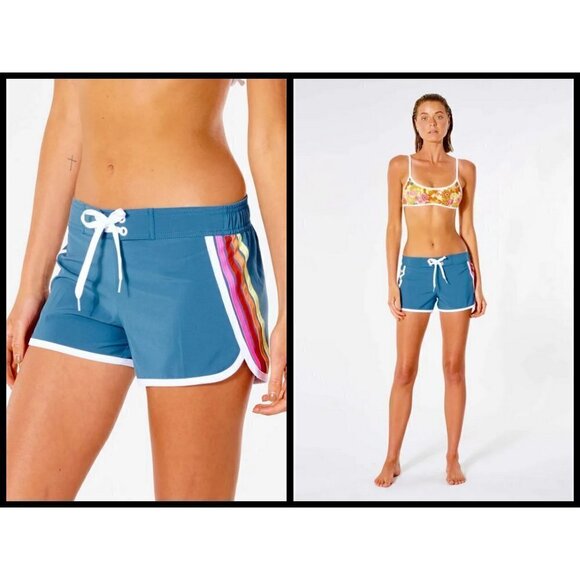 💕RIP CURL💕 Surf Revival 3" Boardshort ~ Swim Coverup Shorts Blue Large L NWT - Picture 1 of 16